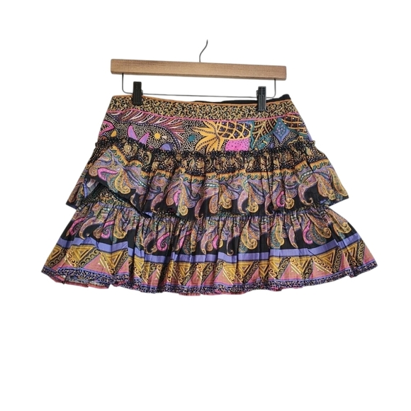 Anthropologie Love The Label Tiered Midi Skirt Floral Paisley Printed Size Small - Picture 8 of 8